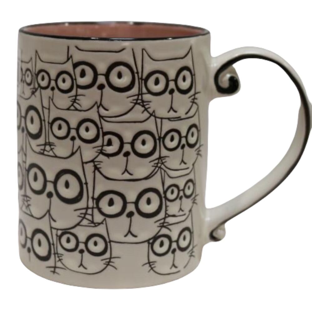 NEW Spectrum Pink Multitude of Cats in Glasses Kitten Cat Tabby Coffee 16 oz Mug